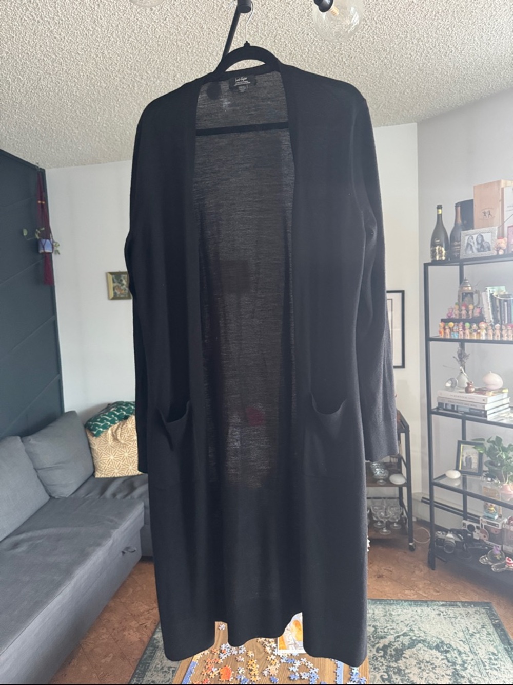 Black Women's Long Cardigan Sweater - Picture 1 of 4